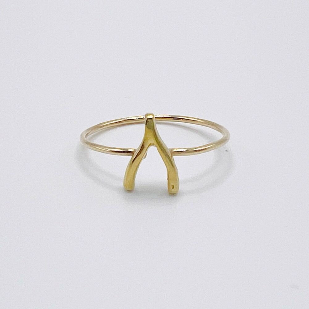 Jennifer Meyer 18K Yellow Gold Mini Wishbone Ring Size 6 Handmade